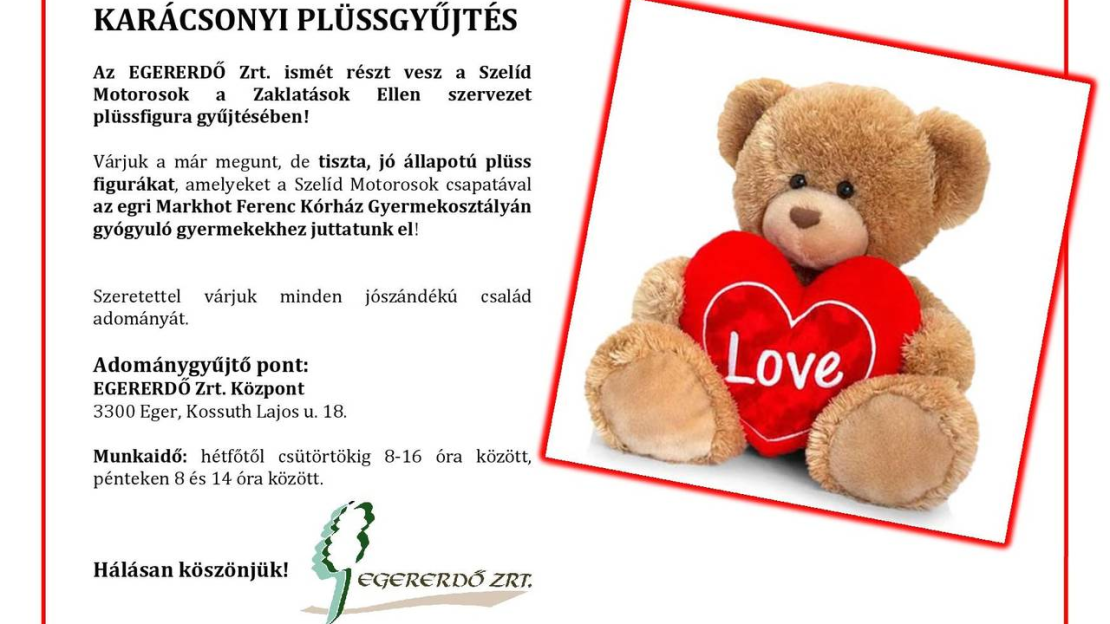 Plüssgyűjtés az EGERERDŐ Zrt.-nél